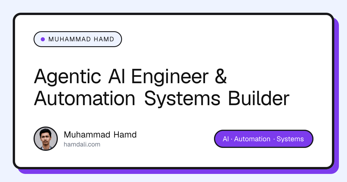 Muhammad Hamd | Agentic AI Engineer & Automation Systems Builder